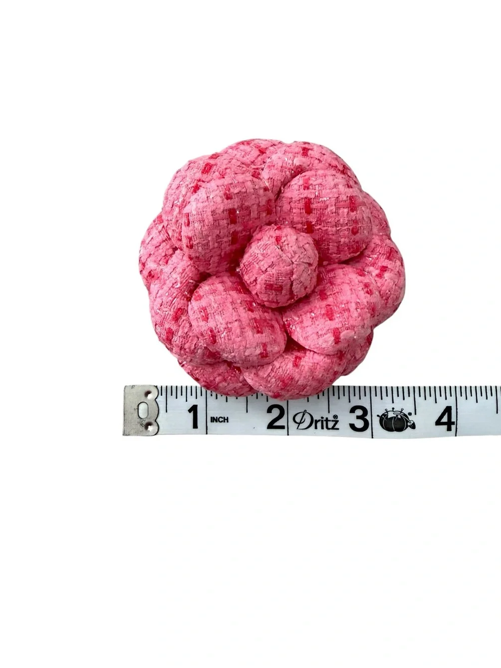 Pink Tweed Flower Brooch